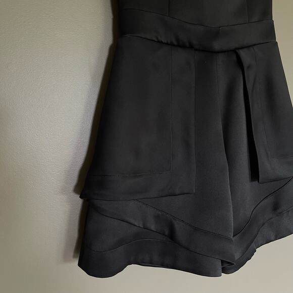 Camilla and Marc Gamer Jumpsuit Romper Sz 4 Black Satin Sleeveless Menswear Chic - Picture 7 of 16